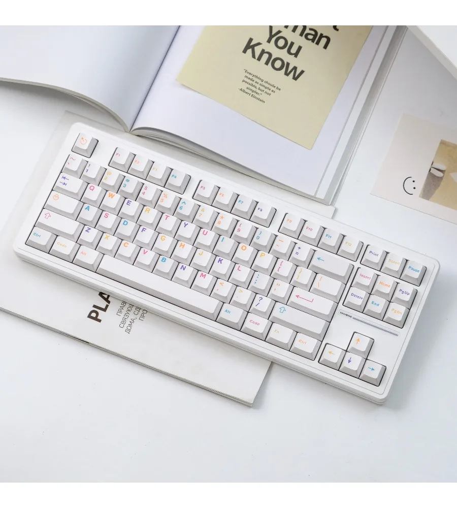 

White keycap personalized two-color original height 121 keys ABS multicolored white series 3 keycaps