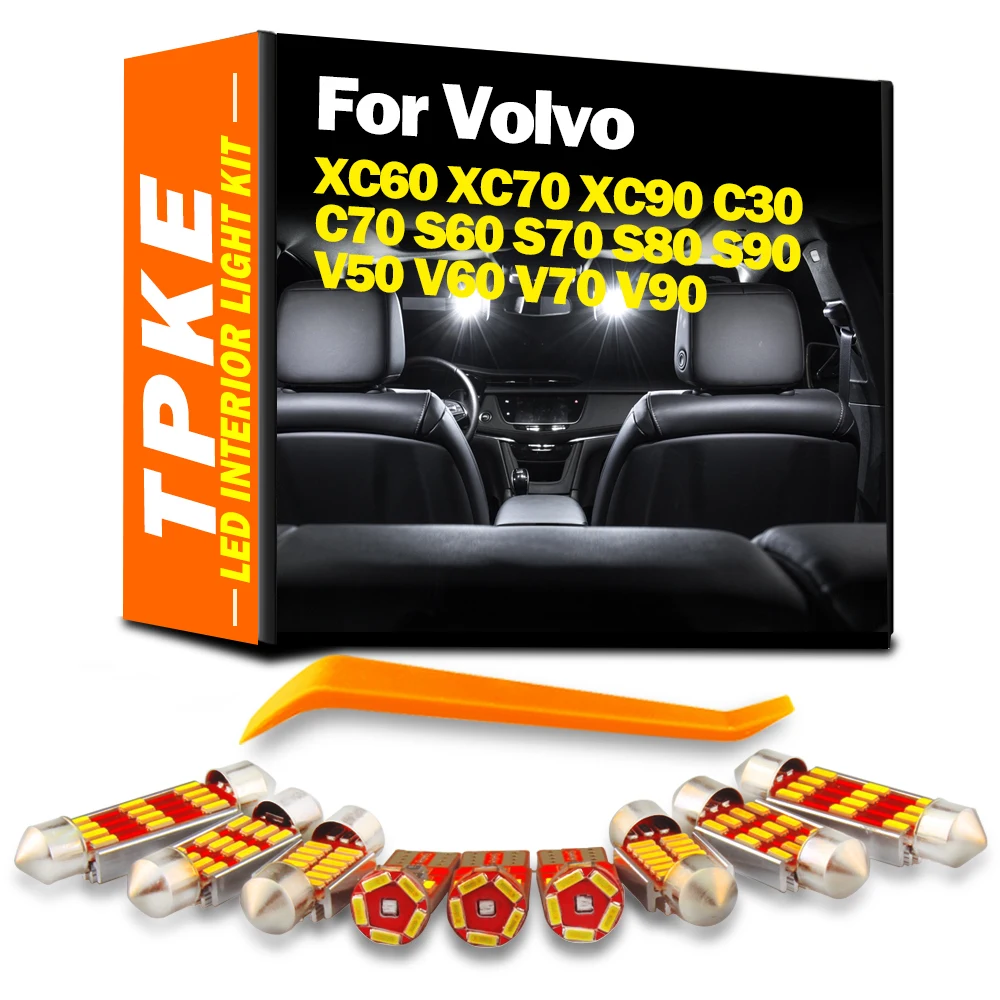 

Canbus для Volvo XC60 XC70 XC90 C30 C70 S60 S70 S80 S90 V50 V60 V70 V90 Автомобильные лампы светодиодные внутренняя карта купольная пластина для ног комплект освещения