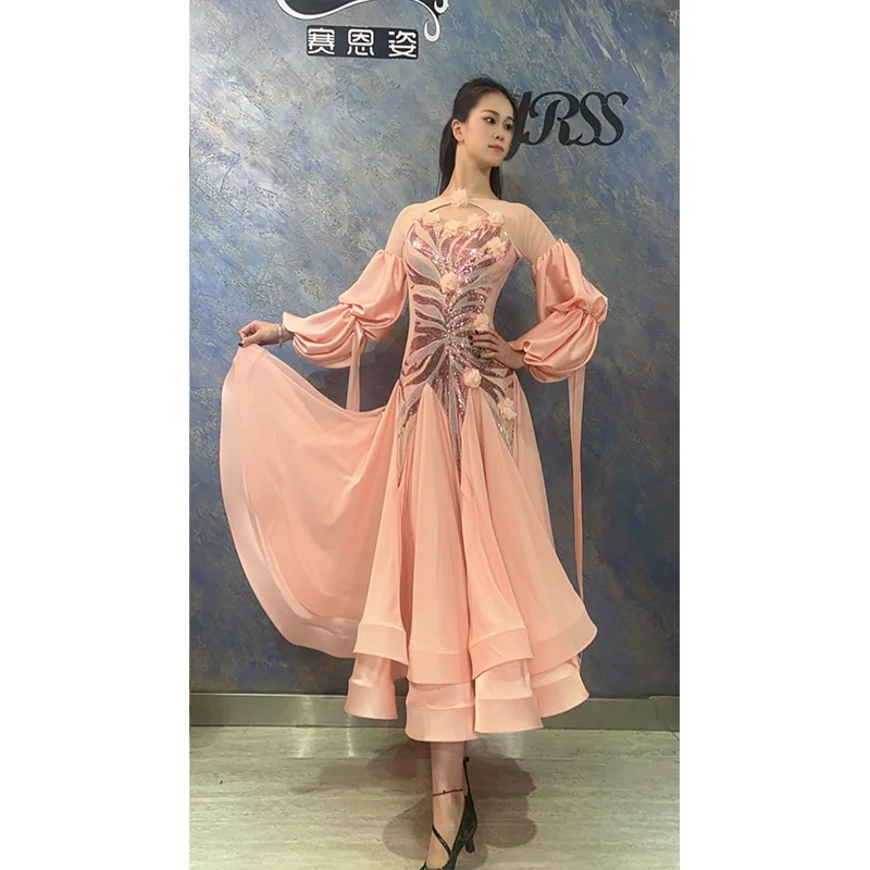 High End Ballroom Dance Competition Dress Flower Sequin Satin Puff Sleeves Waltz Dance Performance Dresses Adult Prom Dance Wear - AliExpress 200000532 High End Ballroom Dance Competition Dress Flower Sequin Satin Puff Sleeves Waltz Dance Performance Dresses Adult Prom Dance Wear - AliExpress 200000532