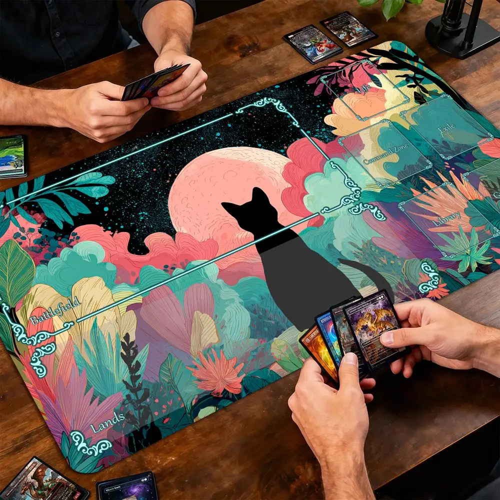 Romantic garden and starry sky Magic Card Battle Mat MTG Playmat Anti-slip Base gathering gaming mats Board Game Mat for TCG