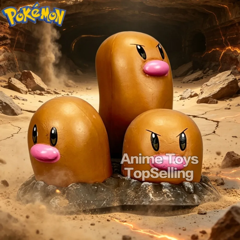 3,5cm Anime-Figur Dugtrio Pokémon Actionfiguren PVC-Statue Desktop-Ornament Sammlermodell Spielzeug Geschenke