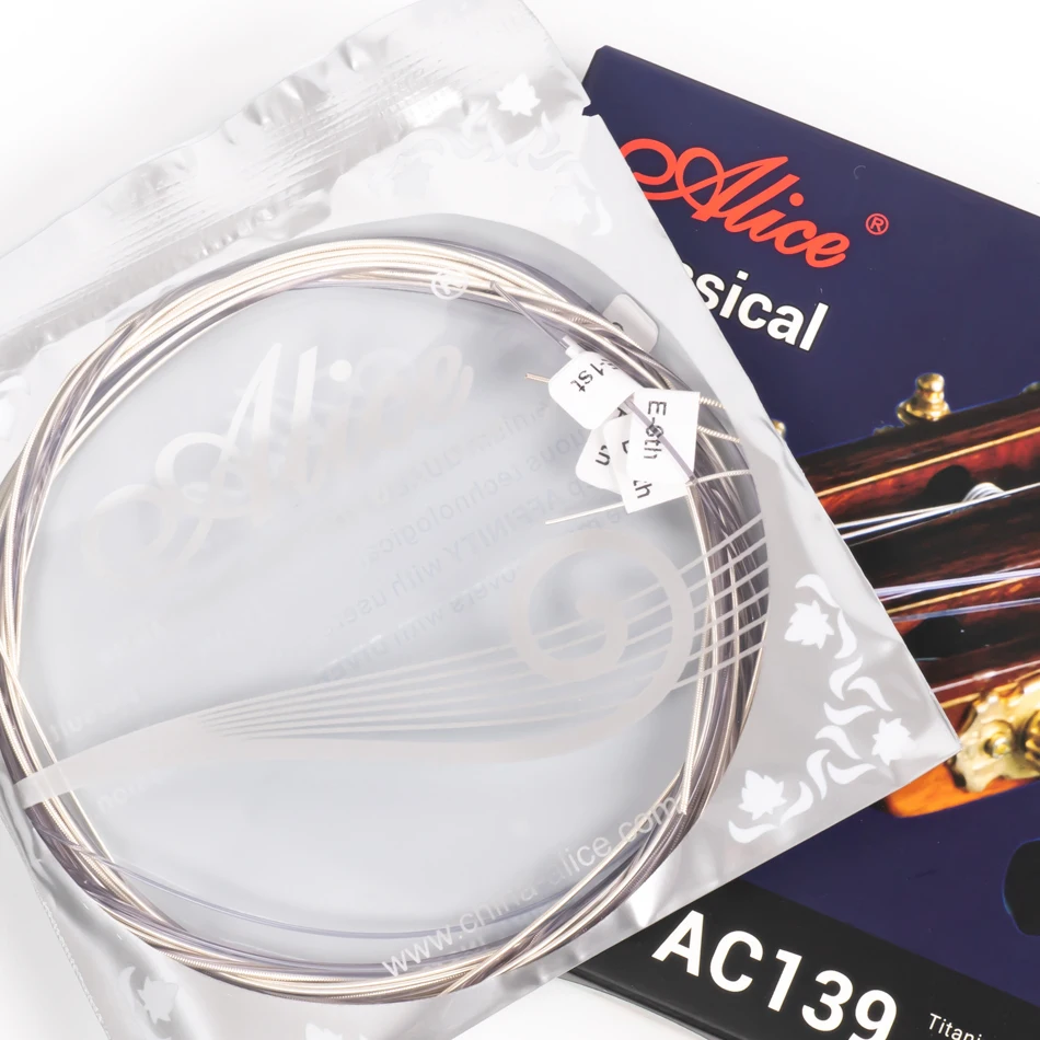 Alice AC139 Classical Guitar Strings Titanium Nylon Silver-plated 85/15 Bronze Wound 028 0285 inch Normal and Hard Tension