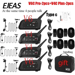 EJEAS-intercomunicador V6C/V4C 2/3/4 piezas, auriculares para árbitro de fútbol, 4 Usuarios, habla al mismo tiempo, interfono de conferencia con Bluetooth