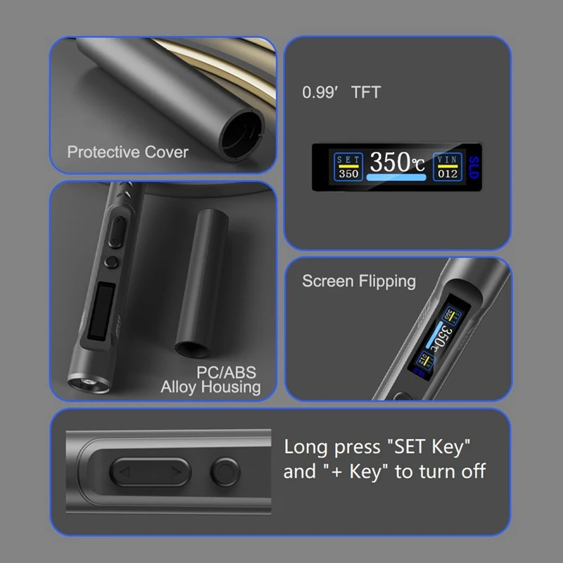 T65-SP DC 90W PD 65W Intelligente elektrische soldeerbout 150-450 ℃   Snelle verwarming Soldeerpen Temp Kalibratiegespanning