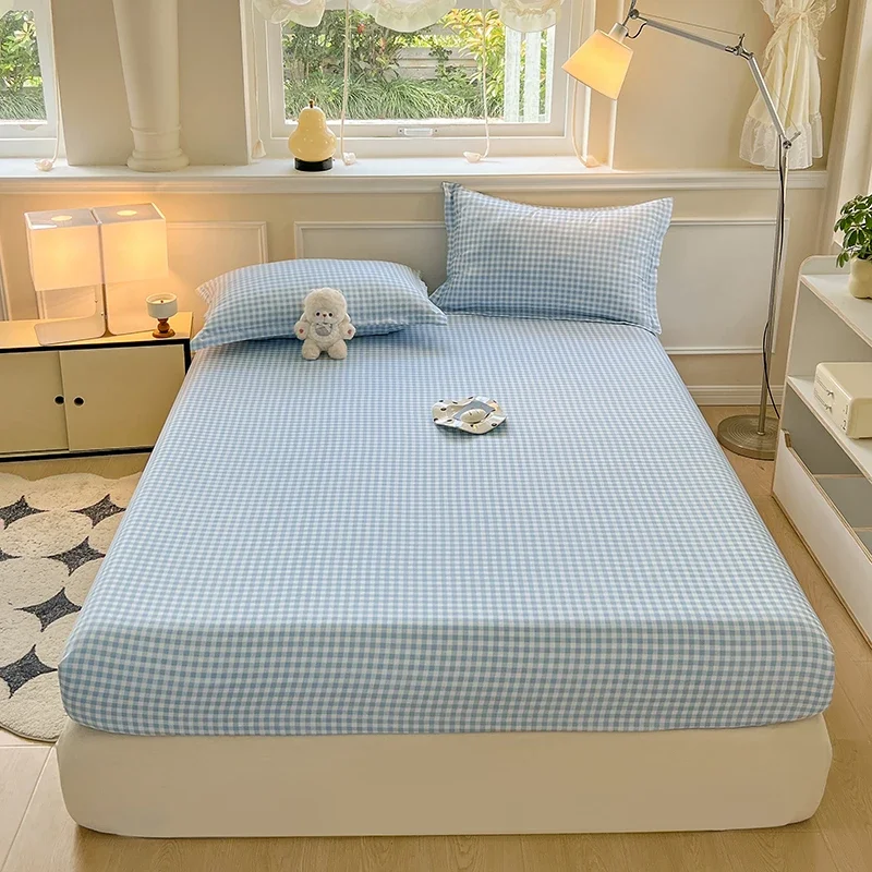 New Fitted Sheet with Elastic Bands Non Slip Adjustable Mattress Cover for Double King Queen Bed 120x200