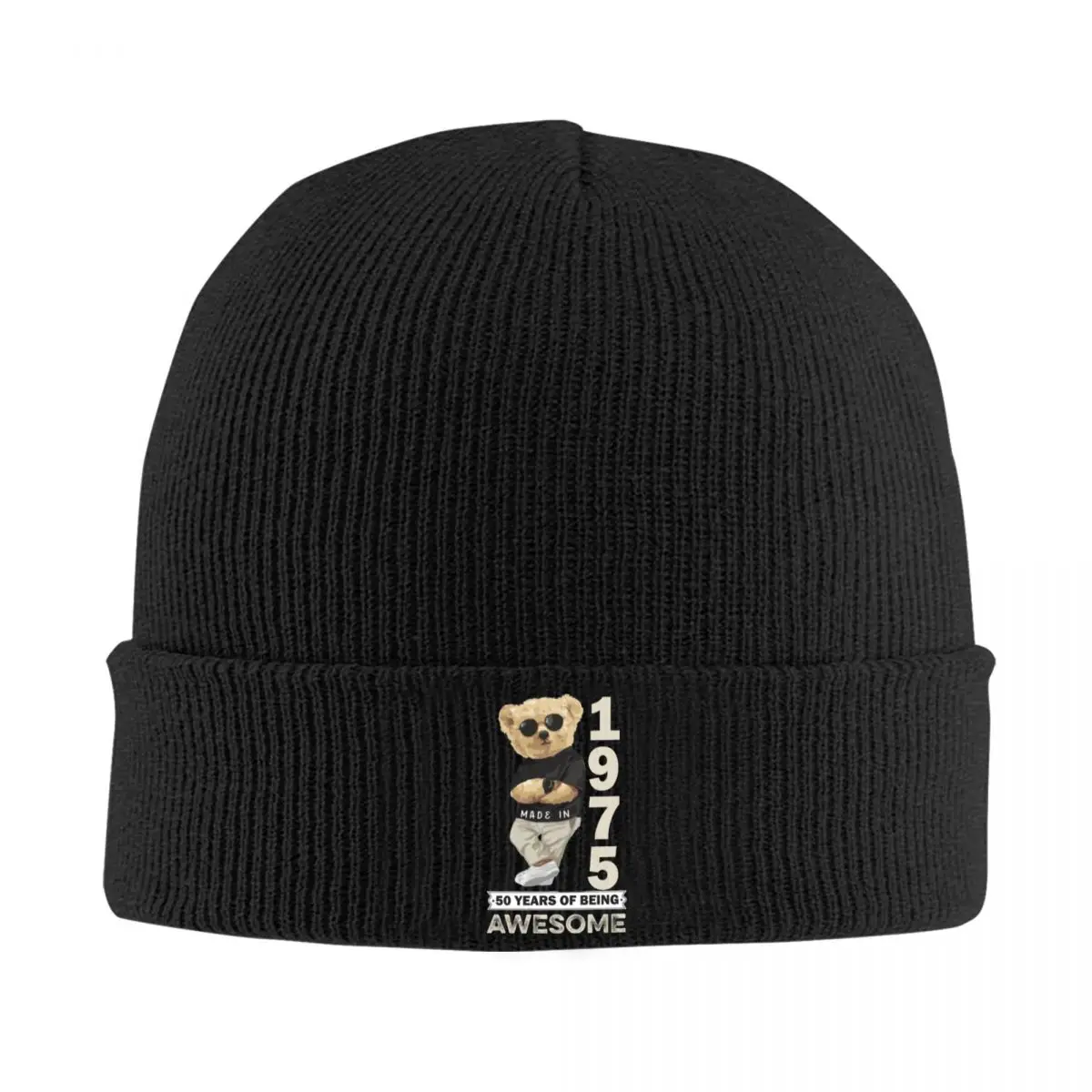 Made In 1975 Limited Edition Teddy Bear Birthday Gifts Knitted Hats Quality Beanie Idea Men Women Headwear Knitted Caps