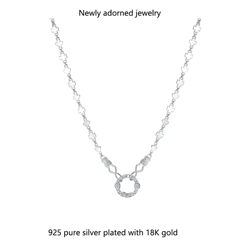 

S925 silver vintage personalized design pendant circular clasp necklace, elegant minimalist trendy lock necklace gift for women