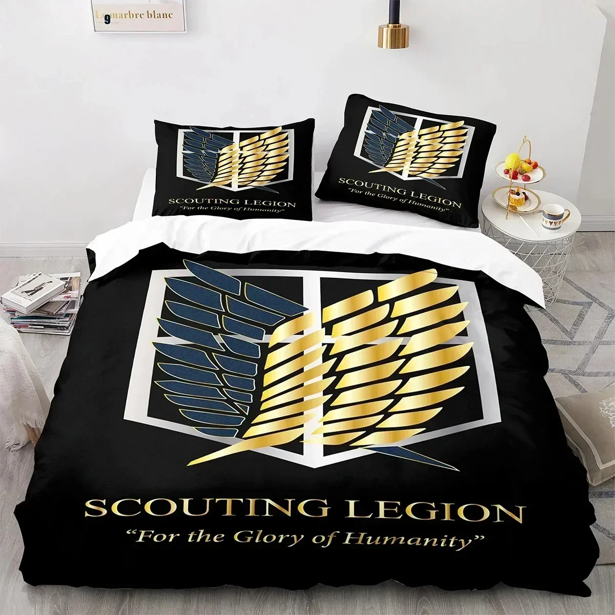 3D Print Anime Attack On Titan Logo Comfortable Duvet Cover Pillowcase Bedding Set Children Bedroom Decoration Home Textile