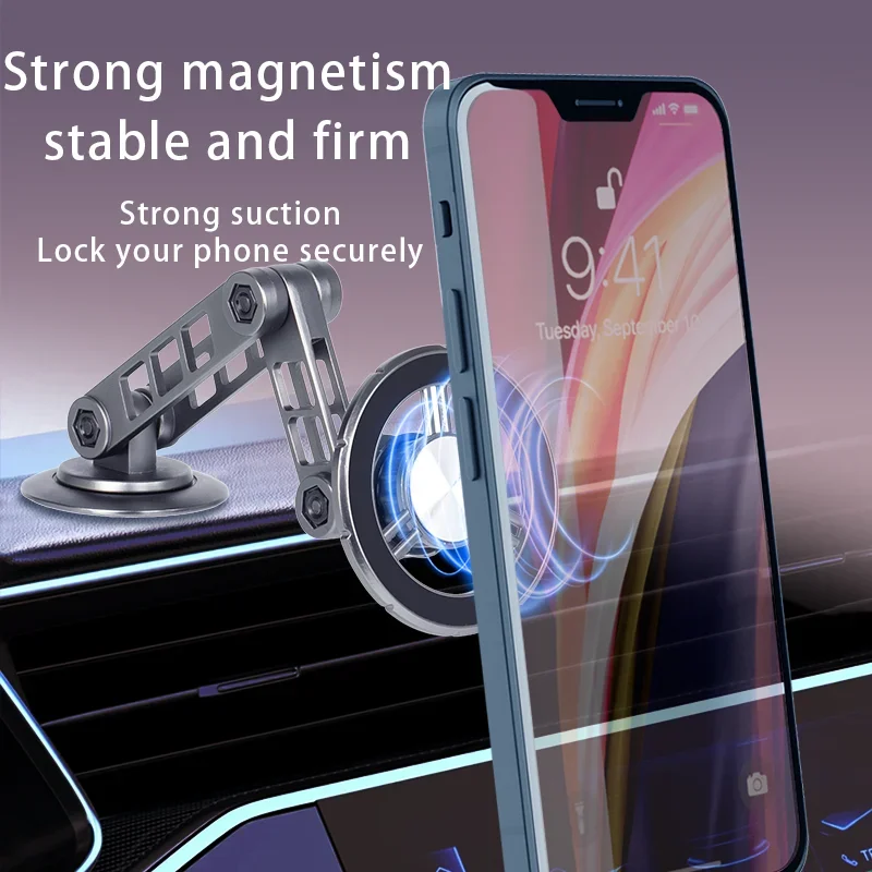 

Car Phone Holder With Magnetic Foldable Adjustable Arm Phone Stand 360° Rotatable Navigation GPS For Bathroom