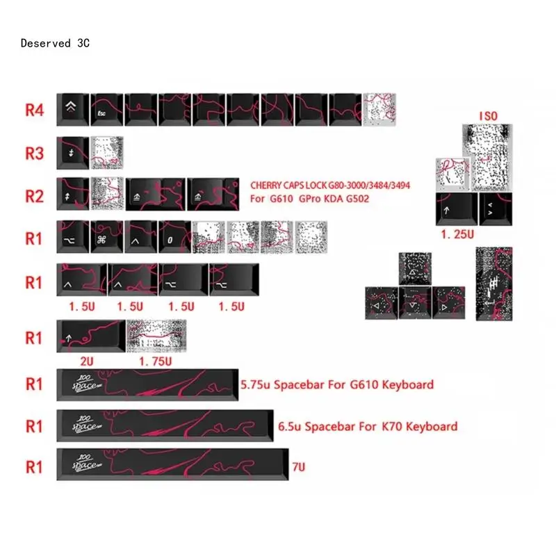 

146Key Keycaps CherryProfile PBT DyeSubbed for Game Mechanical Keyboard Keycaps Theme keycap Set