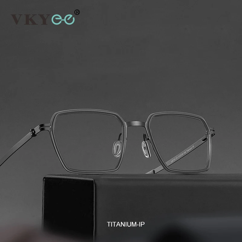 VICKY Simple Geometric Polygon Fashion Pure Titanium Vintage Design Blue Light Protection Glasses Customizable Prescription 2715