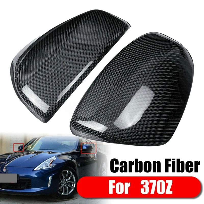 1 Pair Rearview Mirror Cover Carbon Fiber Side Mirror Caps for Nissan 370Z Z34 2009-2019