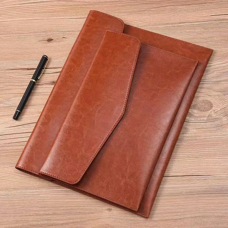 PU Leather A4 File Folder Document Holder Envelope Folder Case with Snap Closure for Receipt Contract A4 A5 A6