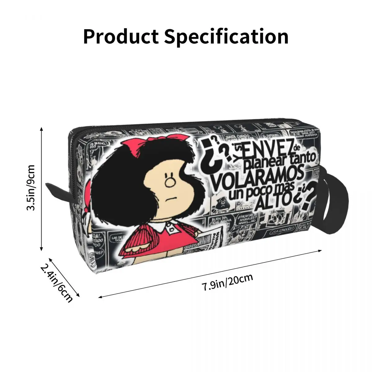 Mafalda Kawaii Cartoon Cosmetic Bag Women Kawaii Large Capacity Anime Comics Makeup Case Beauty Storage Toiletry Bags