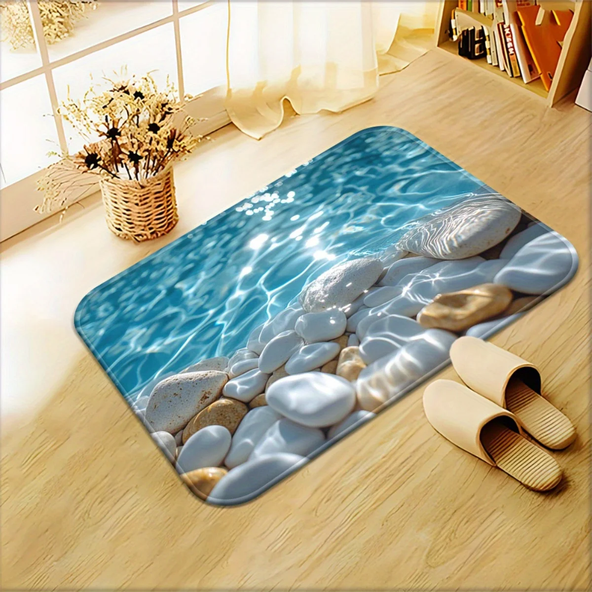 Pebble Stream Bath Mat for Relaxing Baths - Soft Underfoot Feel, Spa Inspired Decor, Comfortable Bathroom Accessories