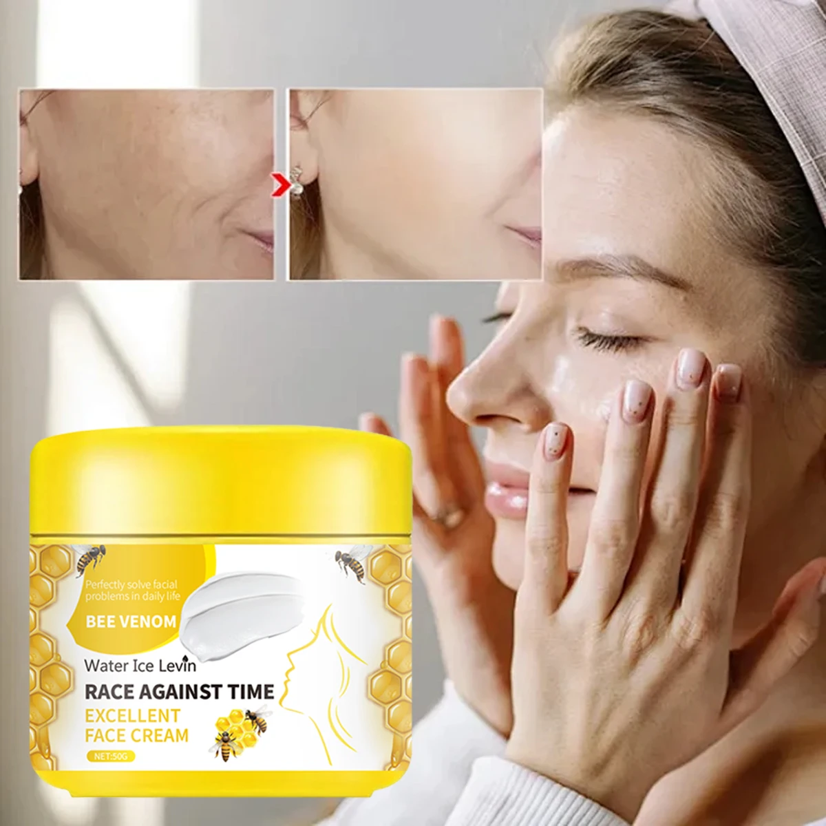 Crema facial antiedad con veneno de abeja y niacinamida: fórmula hidratante y reafirmante con colágeno y ácido salicílico para todo tipo de piel