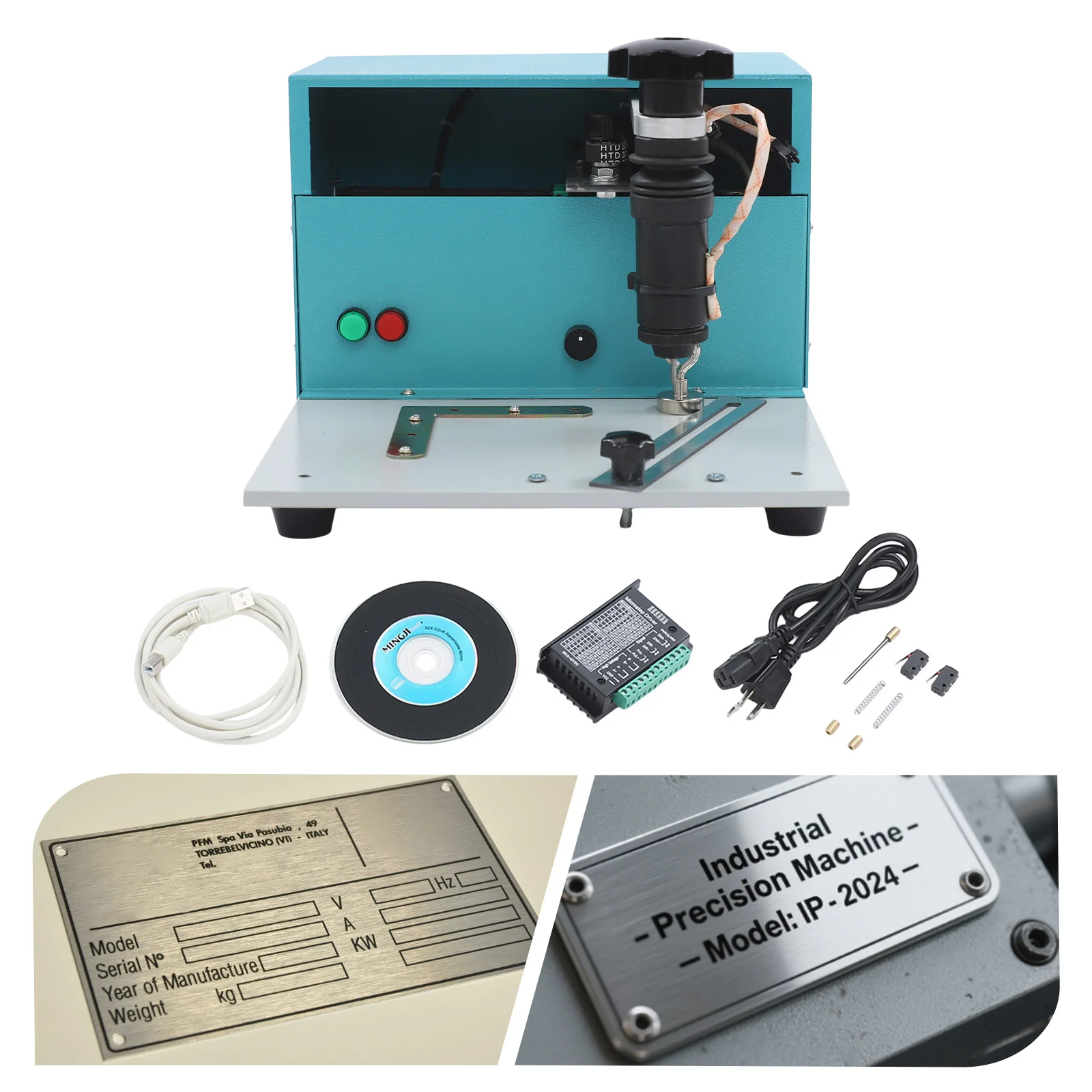 آلة وسم سطح المكتب الكهربائية 110 فولت آلة وضع علامات على اللوحة الصناعية حفارة عالية الدقة للمعادن والبلاستيك #1
