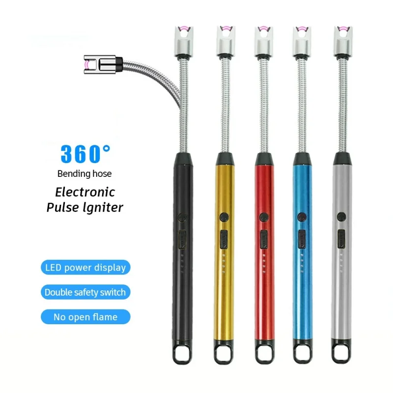 Fashion Windproof Rechargeable USB Electric Multi-Function Arc Lighter Single Plasma Lighters BBQ Lighter for Candle Kitchen