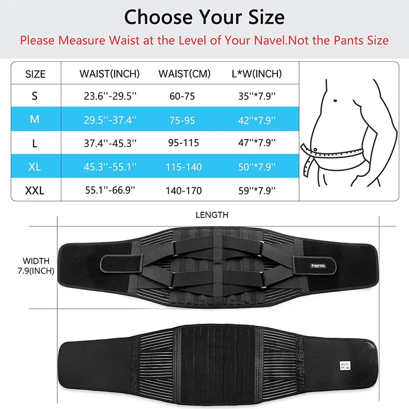 Adjustable Back Lumbar Support Belt with 6 Bone Waist Orthopedic Corset Men Spine Decompression Waist Trainer Back Pain Relief