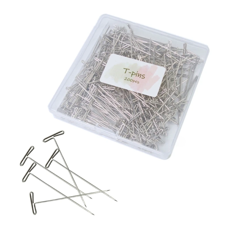 50-200pcs Stainless Steel T-pins for Blocking Knitting Modelling and Crafts T Pins Styling Tool for Wigs Sewing Accessory E9LD