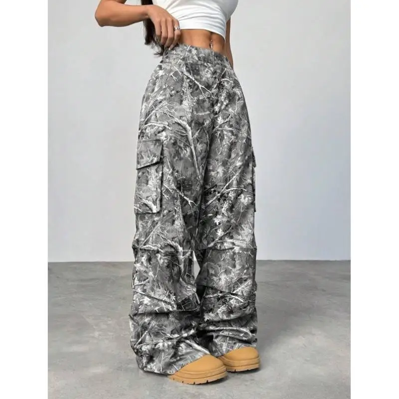 

Fall New Bots Spring Summer Vintage Street Hip Hop Camouflage Sports Wide Leg Pants Ci Walk Nine Points Trousers