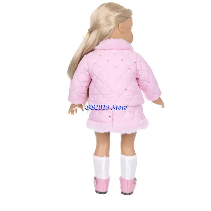 Q0KB Elegant Sequined Pink Skirt For 18 Inch Girl Doll Winter Clothing Collection