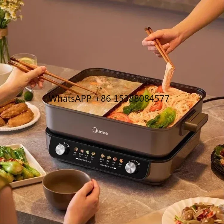 Powerful Household Split Electric Hot Pot: Yuanyang Style with Multifunctional Electric Frying Capability panelas