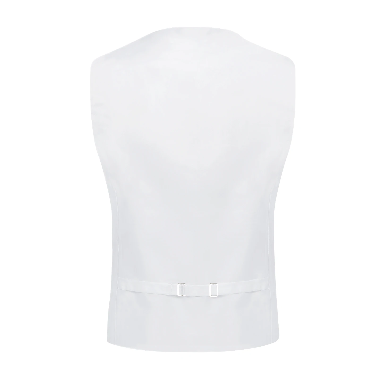 Reinweiße Hochzeitsweste für Herren, ärmellos, V-Ausschnitt, Satin, luxuriöse Herrenweste, Krawatte, Einstecktuch, Manschettenknöpfe, Clip, 5-teiliges Set, Geschenk – Detail 15