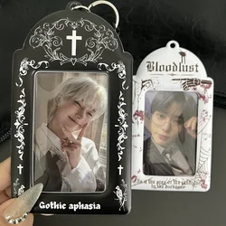 Photocard Holder Gothic Style Black White Cross K-Pop Photo Holder Classical European 3-3.5-In Anime Game Card Storage Clip