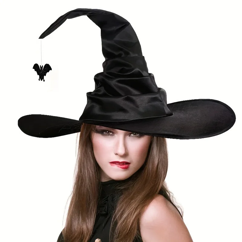 Cross-border hot-selling halloween props hat - unique & quirky witch/wizard hat - black ruffled halloween hat