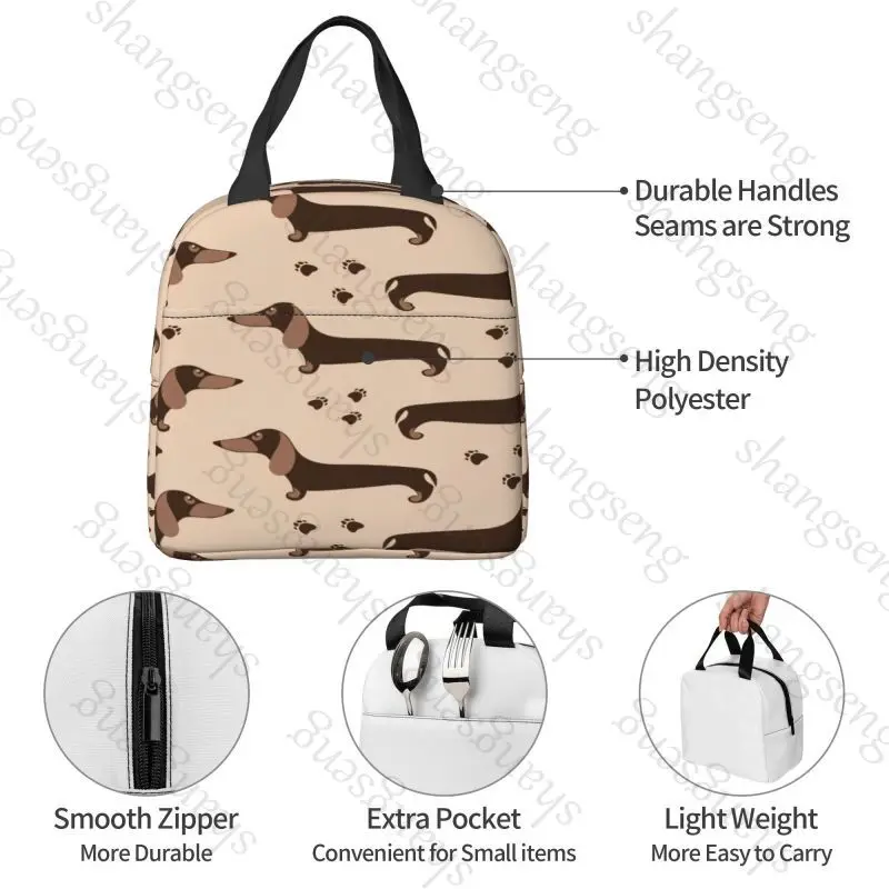 Dachshund cartoon dog Insulated Thermal Bag Lunch bag Foods Drink Storage Leakproof Picnic Camping Bags Box beach