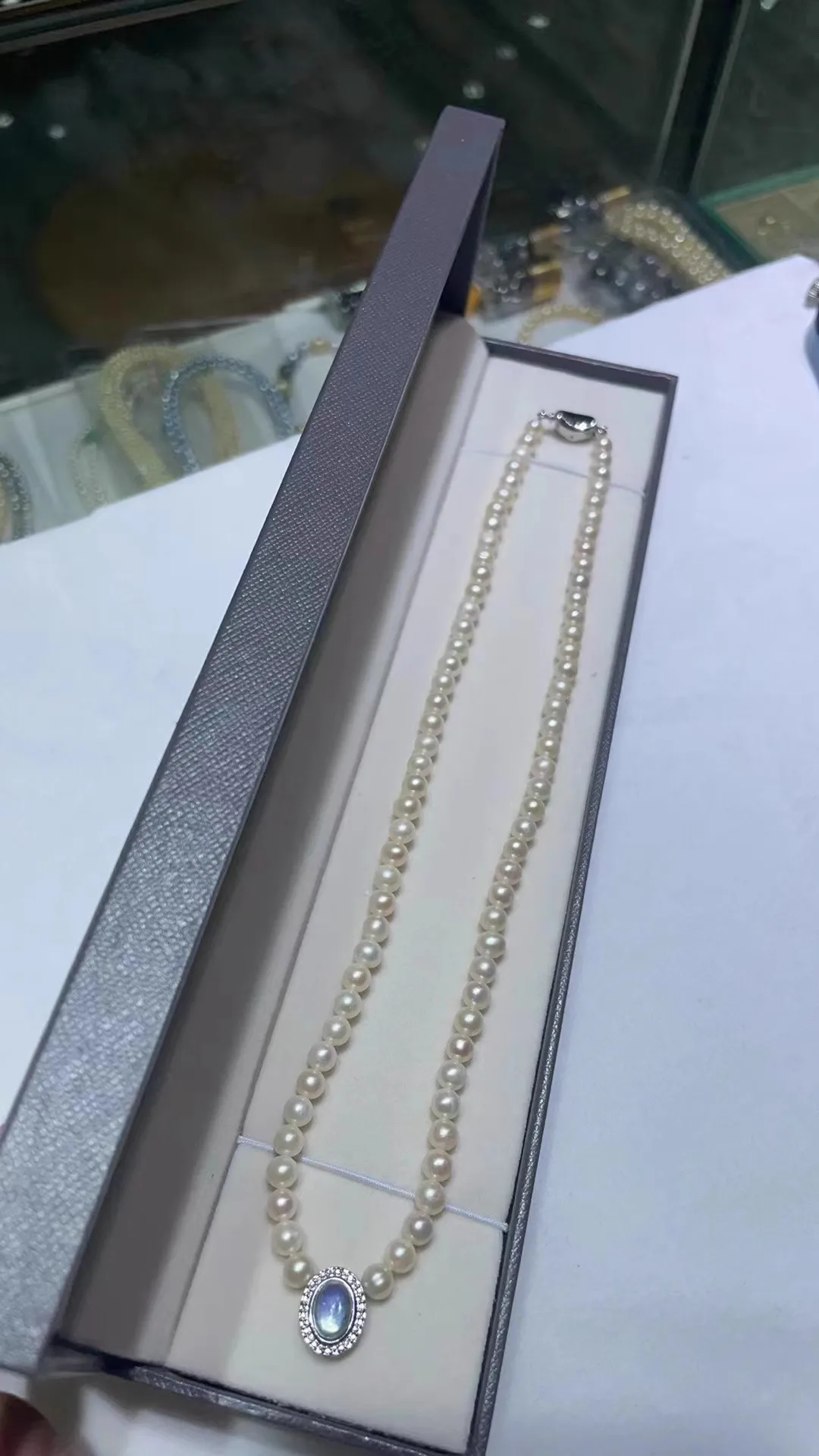 Novo colar AAAA 6-7mm natural japonês branco redondo colar de pérolas 16-36 polegadas 925s