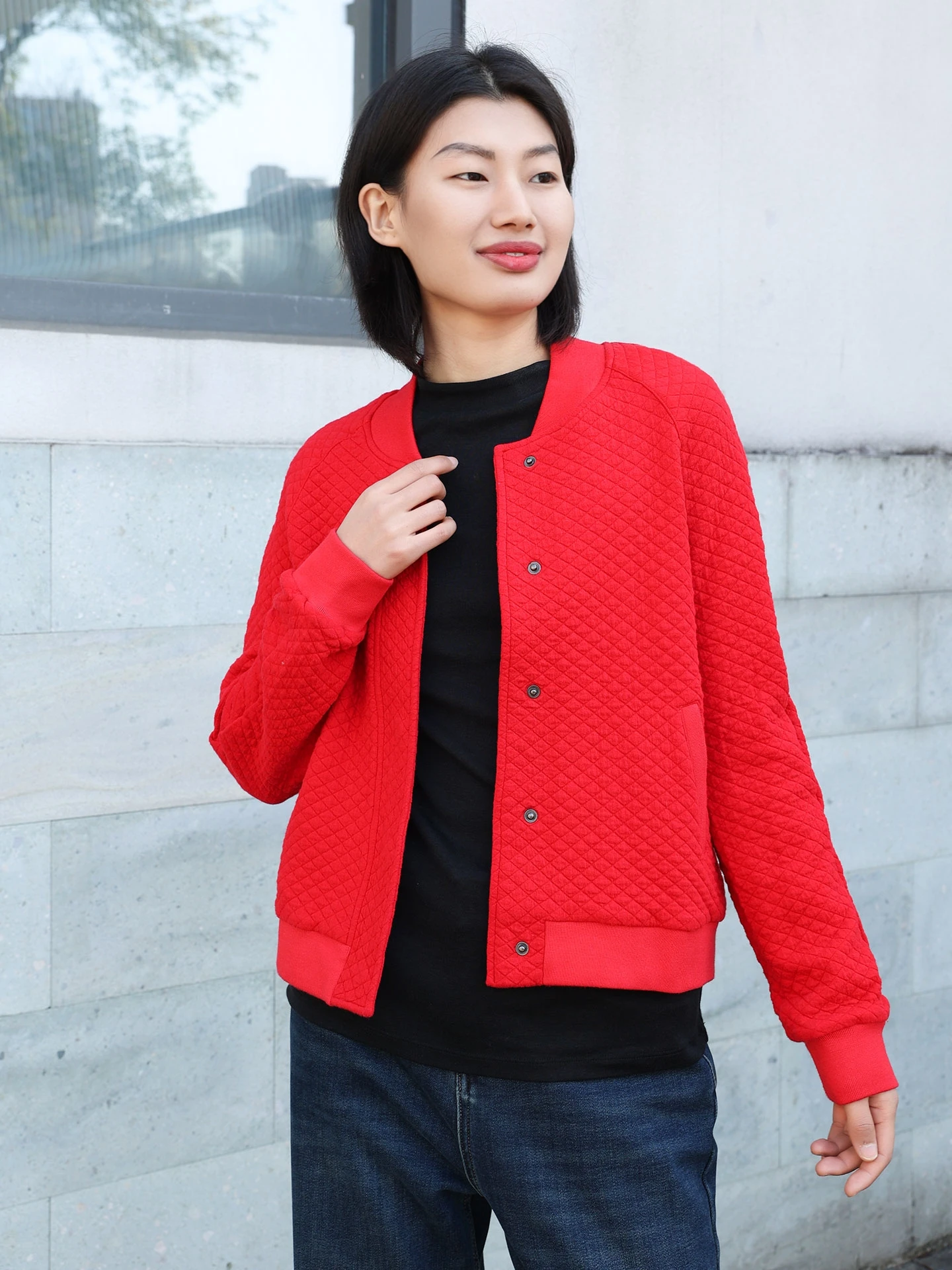 

Casual Knitted Cotton Baseball Jacket Women's Loose Outerwear Polyester Leather Long Sleeve Zipper Closure Color