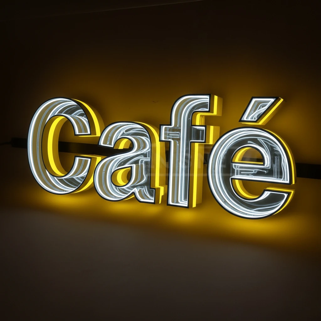 Custom 3D Infinity Mirror Signs - Personal Logo Design Signage Custom Luxury Brand Business Advertising Metal Illuminated Signs