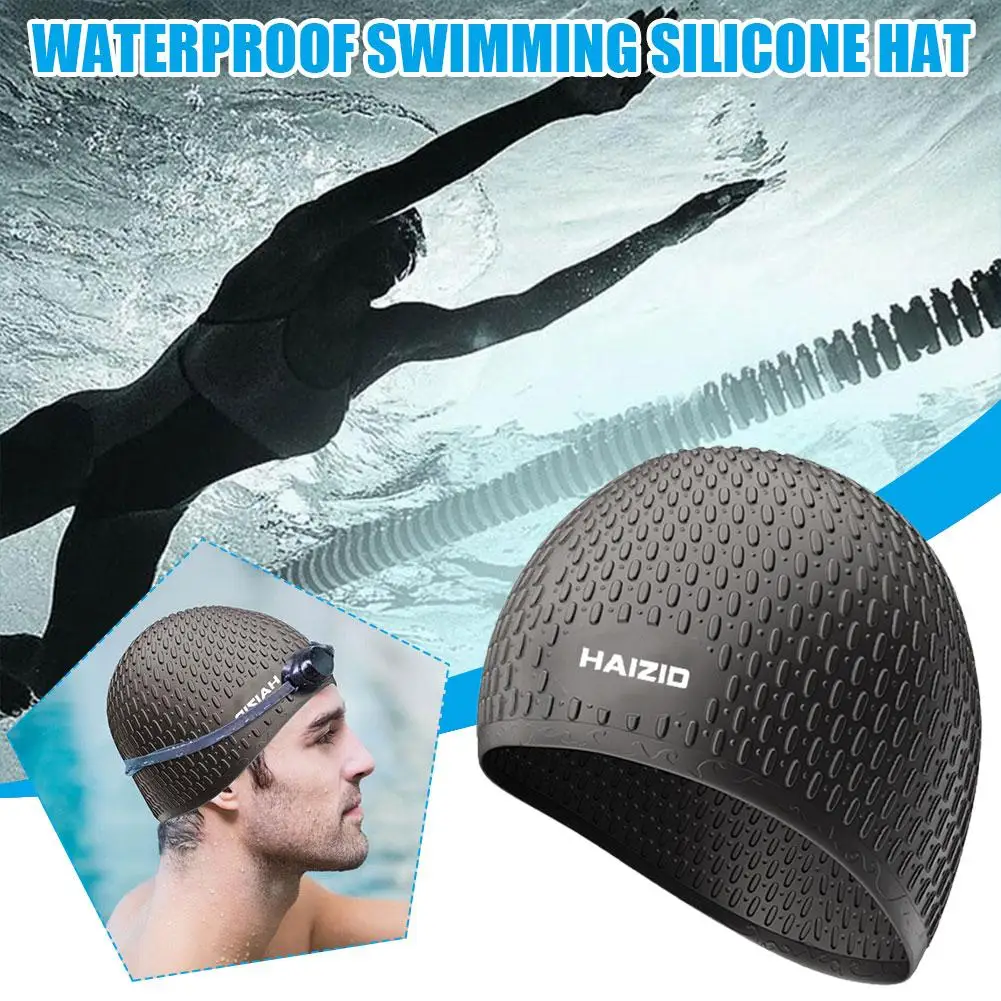 1 Pc New Silicone Swimming Cap Adults Swimming Hat Elastic Diving High Ultrathin Bathing Equipment Protection Sports Ear G9T1