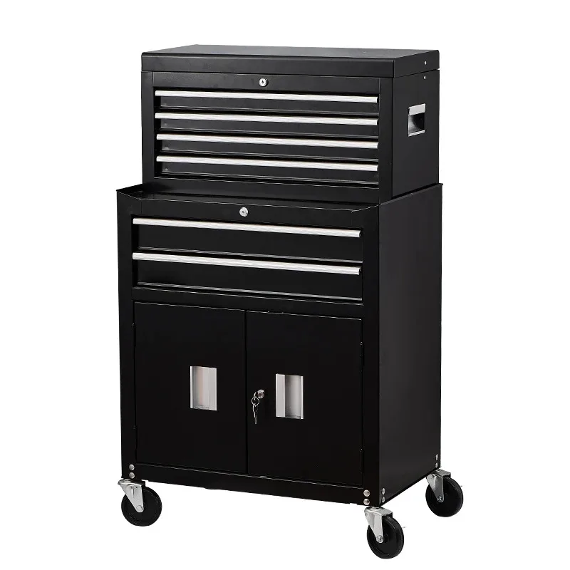 Rolling Tool Box Cabinet Tool Chest 6 Drawers with Key Lock for Workshop and Garage