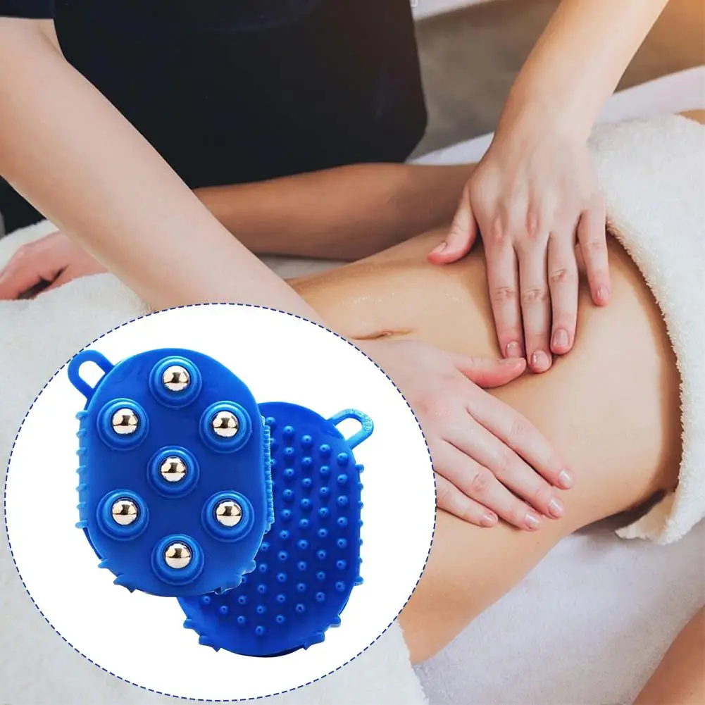 Lymphatic Drainage Gloves Brush Handheld Massagers Double-sided Massage Brush with Steel Ball Design Belly Fat Body Shaping