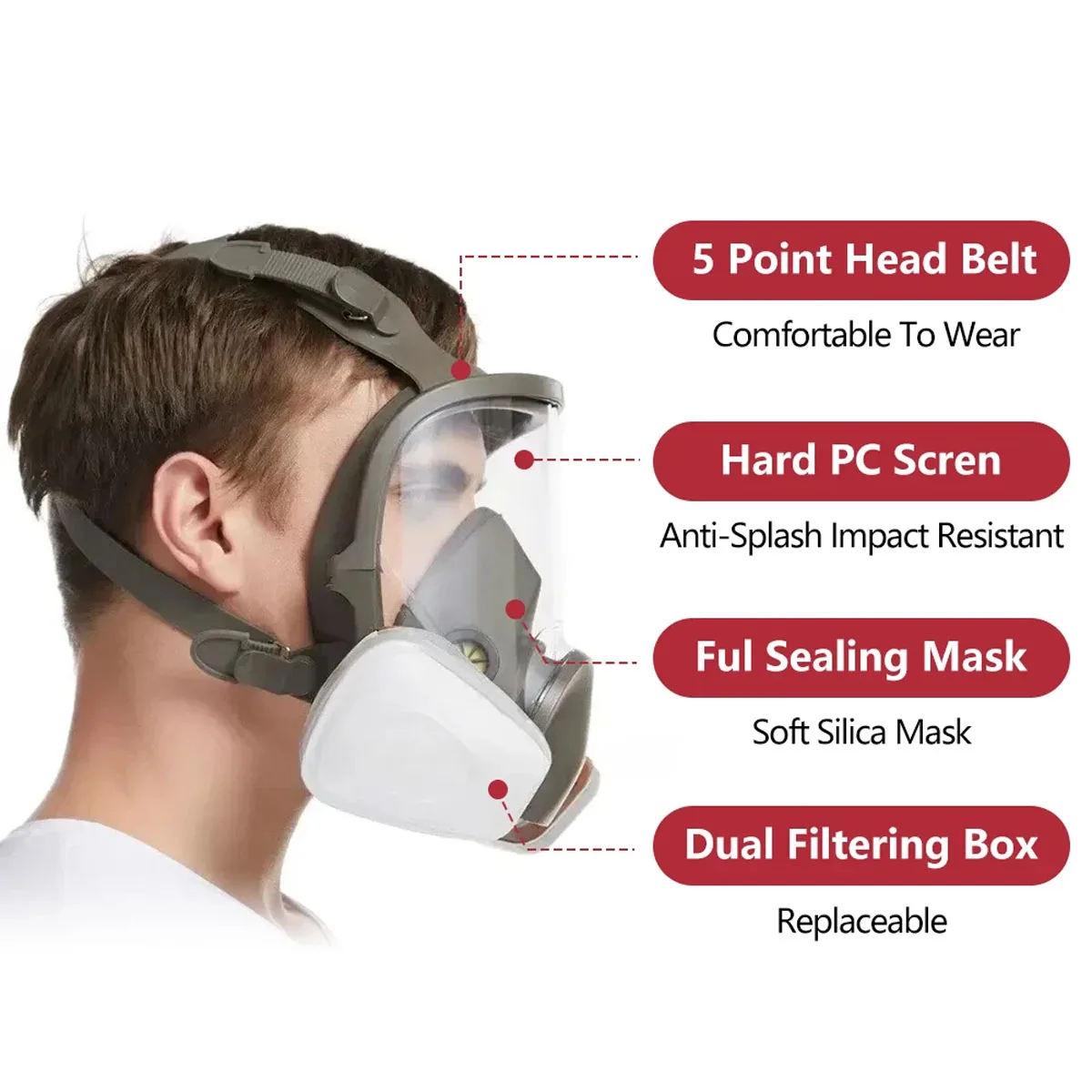 

Anti-Fog 6800 Gas Mask Industrial Painting Spraying Respirator Safety Work Filter Dust Proof Full Face Formaldehyde Protection