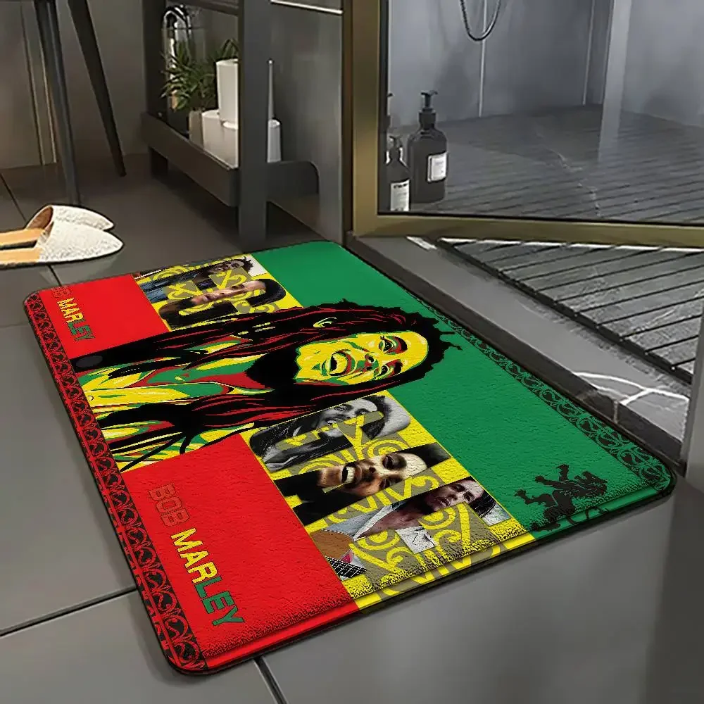Bob Marley Reggae Music Jamaican Style Entry Door Floor Mat Festive Decorations Carpet Bathroom Anti-slip Mat Entrance Doormat