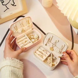 Creative Mini Jewelry Box Travel Portable Zipper Women Jewelry Organizer Small PU Leather Earrings Necklace Rings Storage Case
