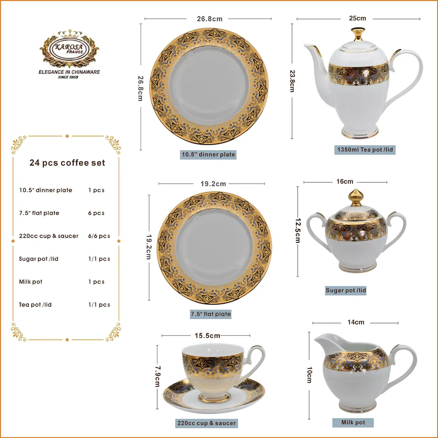 17pcs European Style High Quality Bone China Tea Cup Set Coffee Set With Tea Pot