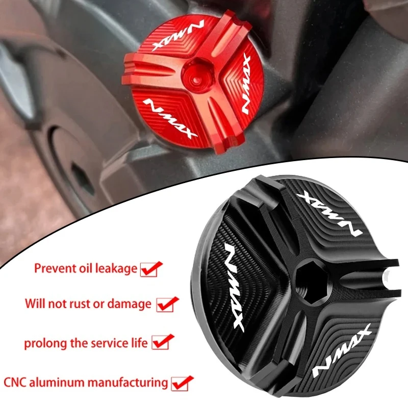 CNC Engine Oil Filler Cap Oil Plug Cover With ''LOGO'' NMAX Fit For NMAX125 NMAX155 NMAX 150 Motorcycle Fashion Accessories