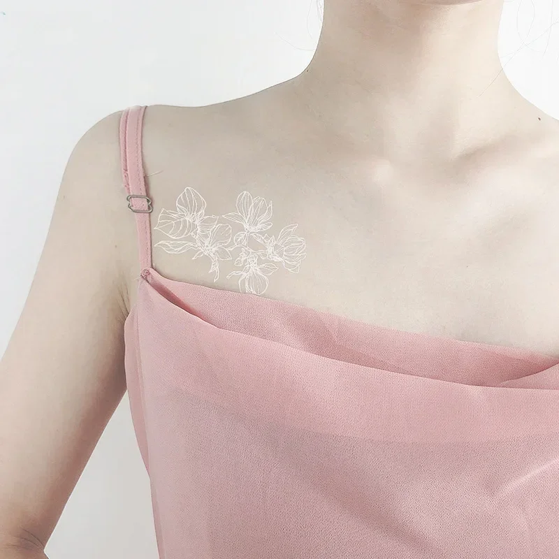 1 Sheet White Creative Fake Temporary Tattoo Snowflake Start Moon Flower Butterfly Body Art Arm Face Tattoo Makeup Sticker Women