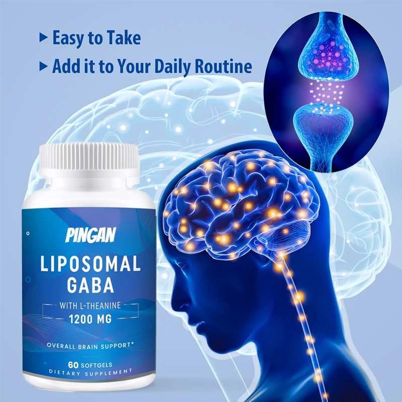 

1200 Milligrams of Theanine Supplement - Highly Bioavailable Liposome GABA Supplement, 60 Capsules for Adults