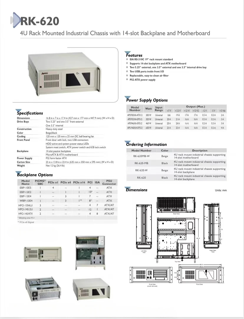 RK-610AM/620AM Industrial Control Chassis New High Quality