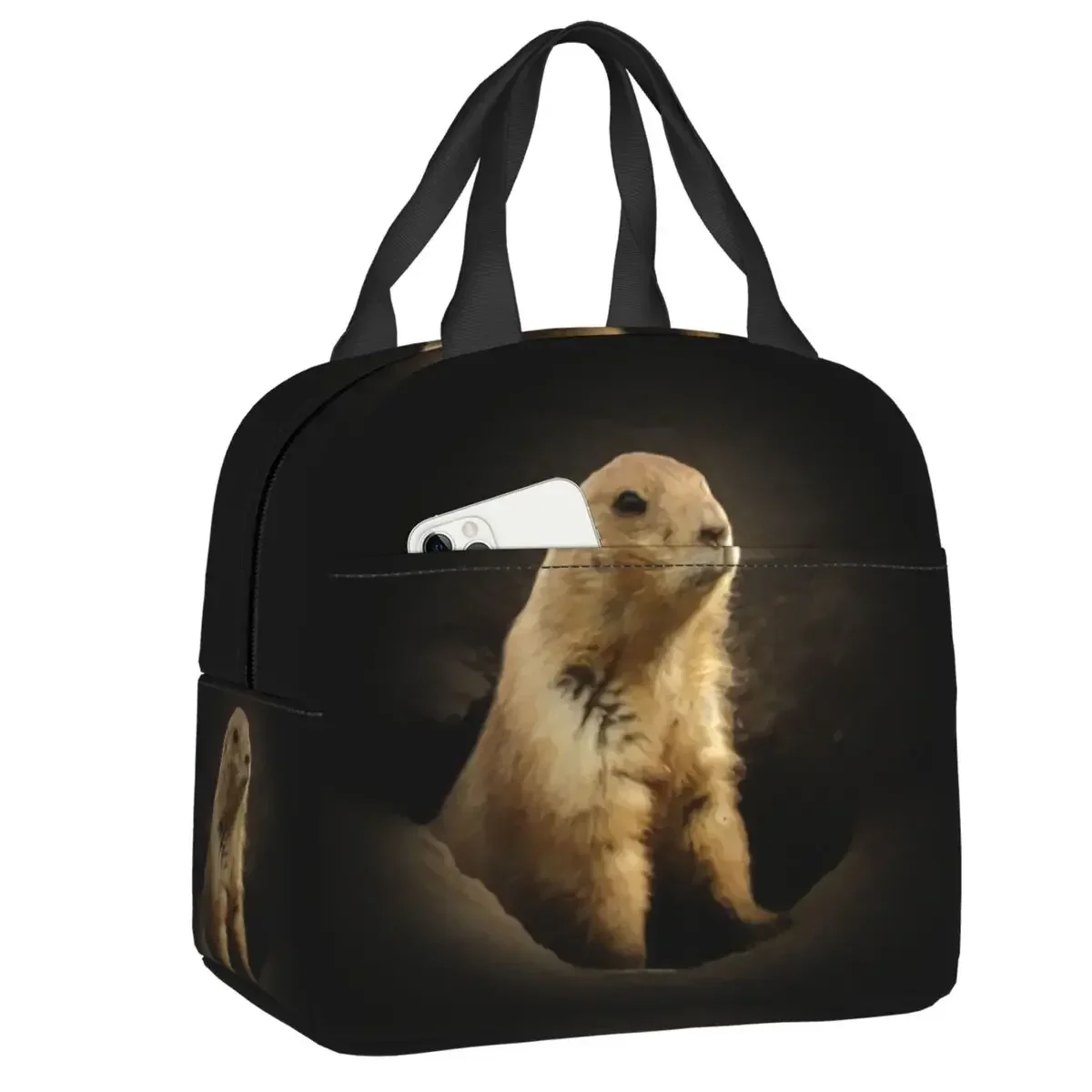 

Изготовленная на заказ термоизолированная сумка для обеда в виде собаки прерия, женская портативная сумка для обеда для школьного хранения, коробка для еды