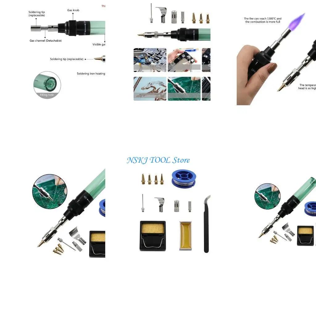 

L8RC Premium-Butane Soldering Iron 12-In-1 Portable-Cordless Welding-Micro Solder-Torch Heat-Gun Interchangeable Pen-Tips