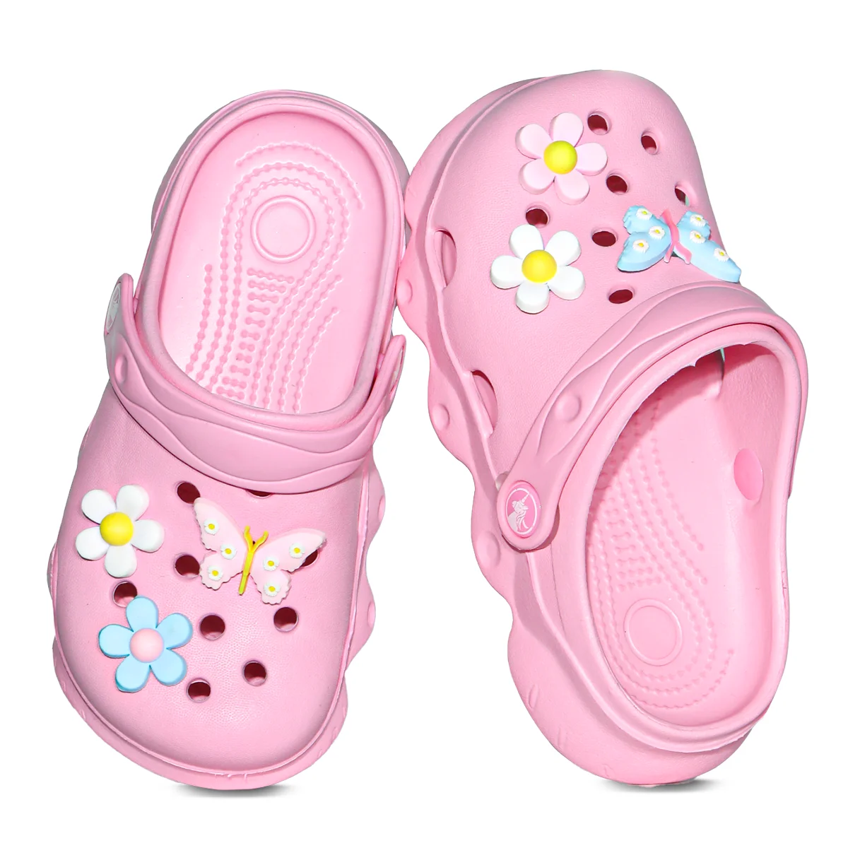 Cute Garden Clogs for Girls, Summer Soft Sole Comfortable Breathable Casual Beach Shoes with Unique Decorations，1214