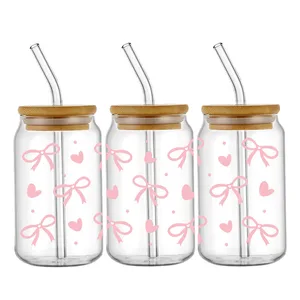 UV DTF transfer label, pink bow for 16oz Libbey Wraps Glasses, Cup Can Bottles, Personalized Waterproof Decals 8 Main sales helmet ls2 pink - №5