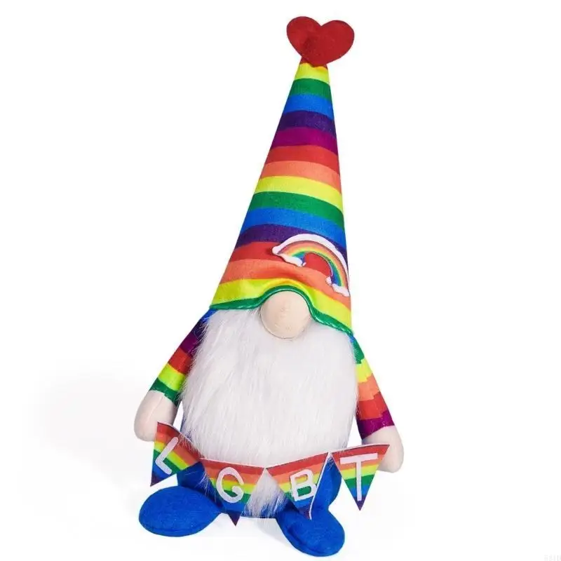 581D レインボーフェスティバル ラブハート ノーム エルフ ぬいぐるみ 飾り ホリデーギフト用